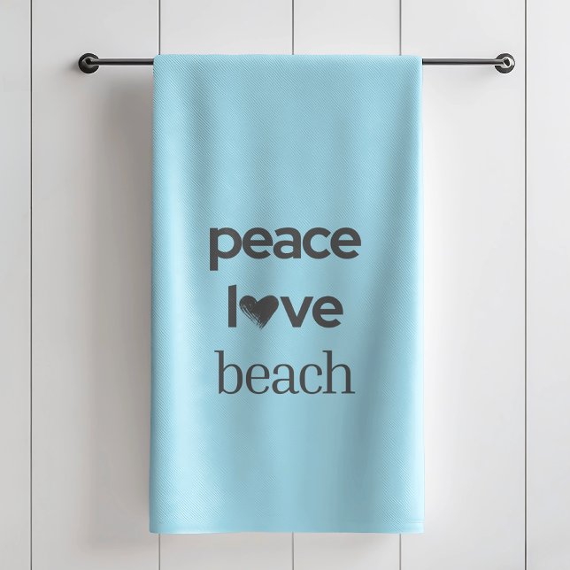 Peace Love Beach -Blue Coastal Life Bathroom Decor Bath Towel Set (Creator Uploaded)