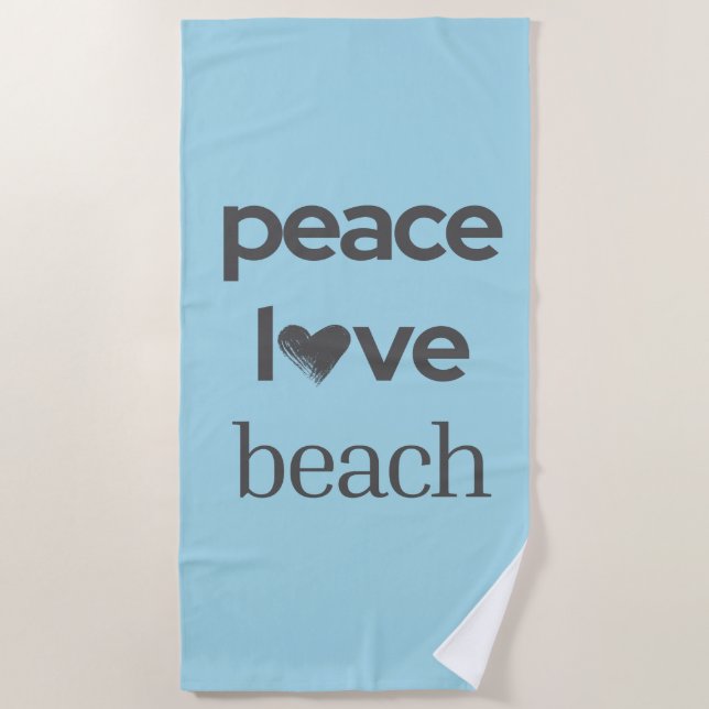 Peace Love Beach - Coastal Blue Ocean Life Pool Beach Towel (Front)