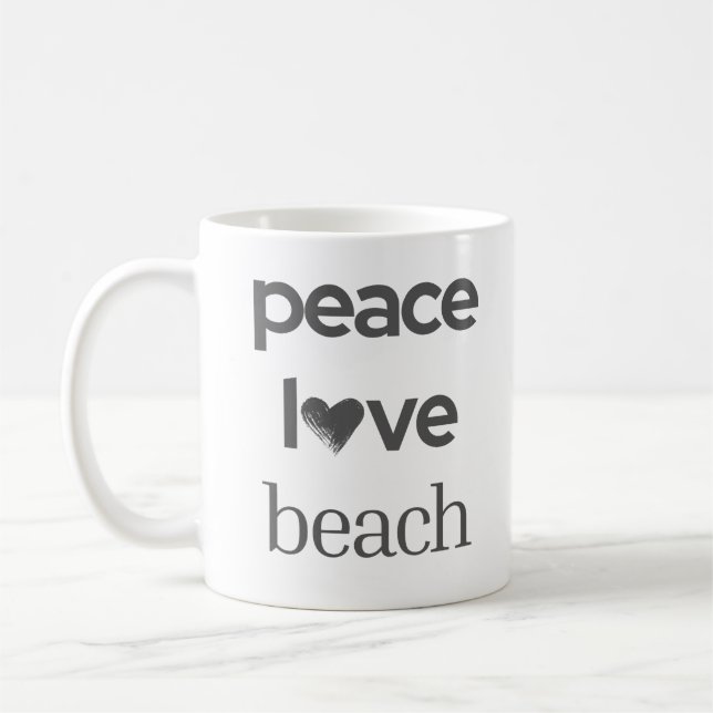Peace Love Beach -Coastal Life- Sun Sea Lover Tea Coffee Mug (Left)