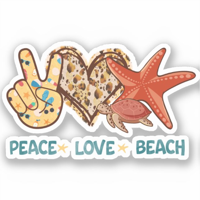 Peace, Love, Beach | Hand-Peace, Heart, Turtle (Front)