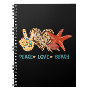 Peace, Love, Beach Hand-Peace, Heart, Turtle Notebook