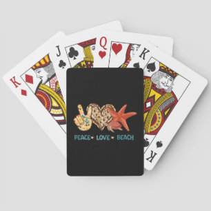 Peace, Love, Beach   Hand-Peace, Heart, Turtle Playing Cards