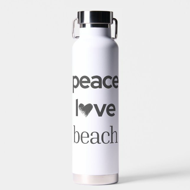 Peace Love Beach Lover | Premium Modern Statement  Water Bottle (Front)