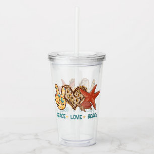 Peace, Love, Beach Summer Vibes Vintage Acrylic Tumbler