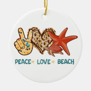 Peace, Love, Beach Summer Vibes Vintage Ceramic Tree Decoration