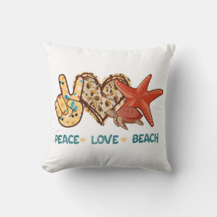 Peace, Love, Beach   Summer Vibes   Vintage Cushion