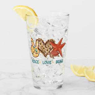Peace, Love, Beach Summer Vibes Vintage Glass