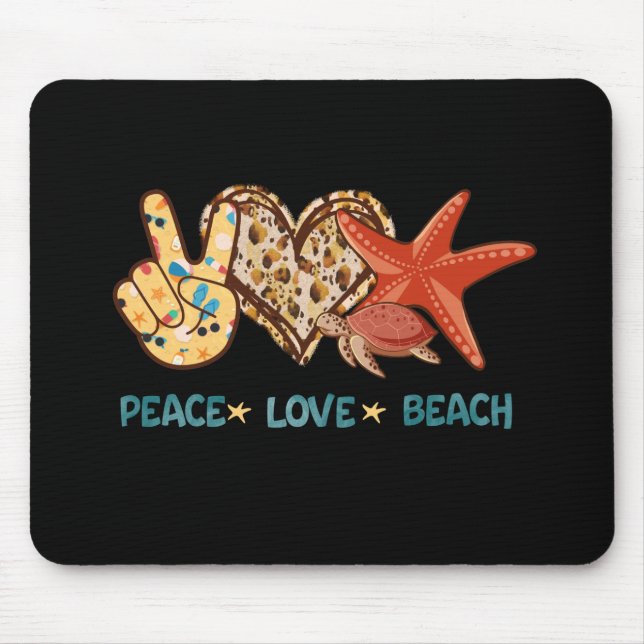 Peace, Love, Beach | Summer Vibes | Vintage Mouse Mat (Front)