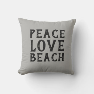 PEACE LOVE BEACH typography   Cushion