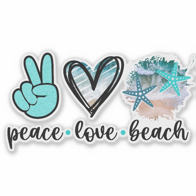 Peace Love Beach Vinyl Sticker – Coastal Vibes (Front)