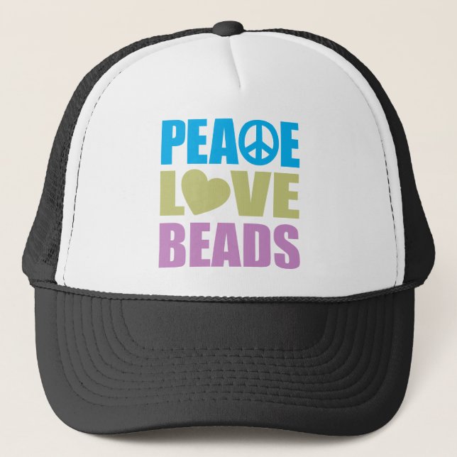 Peace Love Beads Trucker Hat (Front)