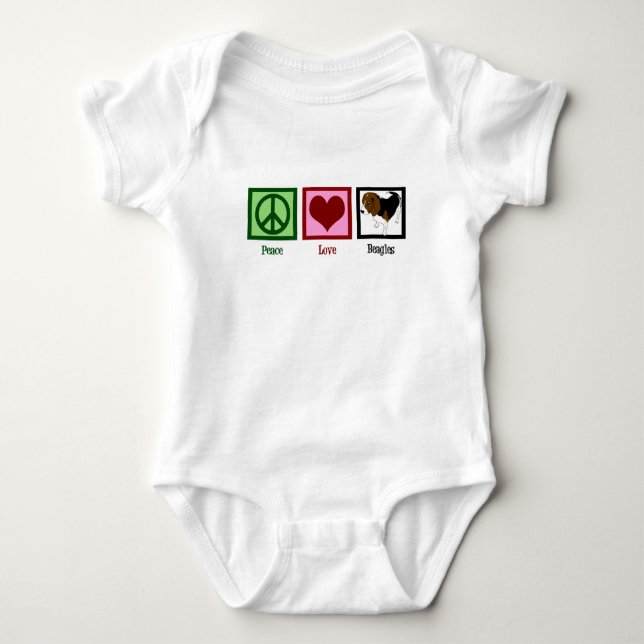 Peace Love Beagles Baby Bodysuit (Front)