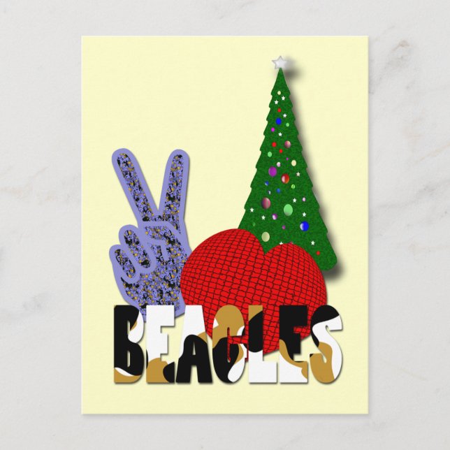 Peace Love Beagles Holiday Postcard (Front)