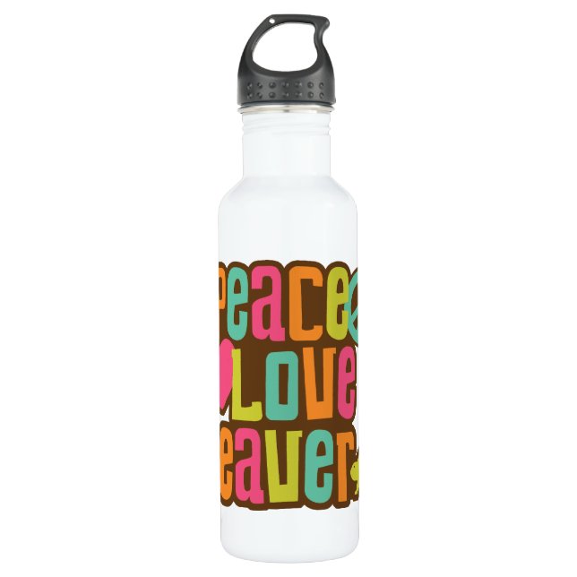 Peace Love Beaver 710 Ml Water Bottle (Front)