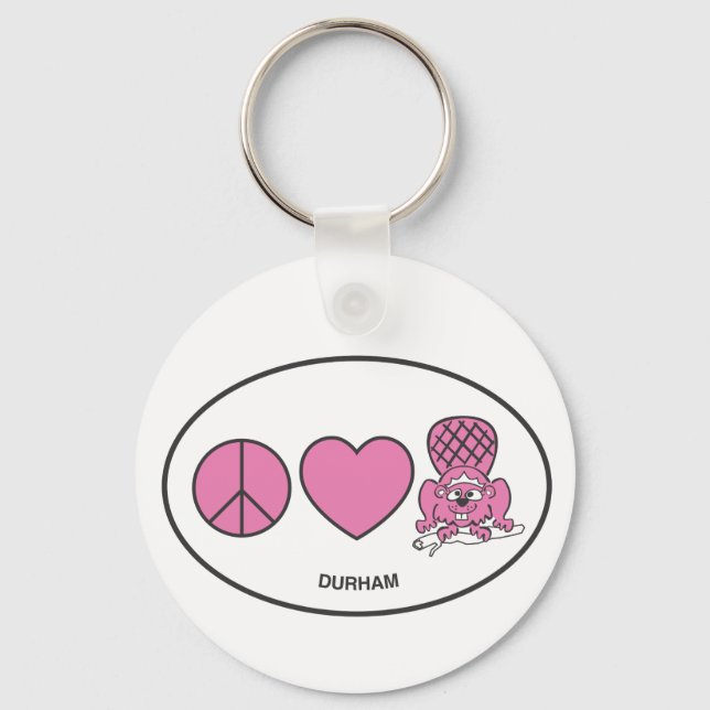 Peace, Love, Beaver Key Ring (Front)