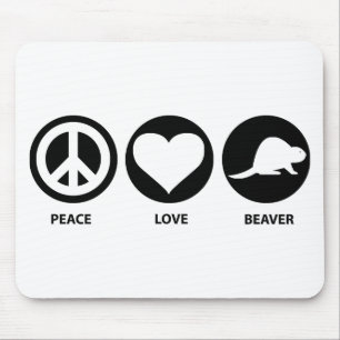 Peace Love Beaver Mouse Mat