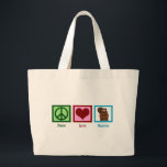 Peace Love Beavers Large Tote Bag<br><div class="desc">A peace sign, heart, and a cute beaver on a pretty Peace Love Beavers gift.</div>