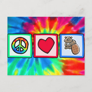 Peace, Love, Beavers Postcard