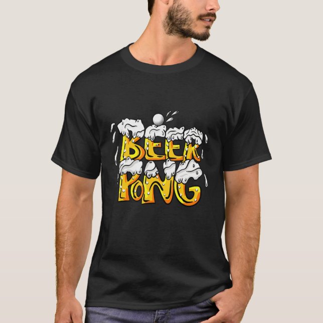 Peace Love Beer Pong Beer Pong Drinking Game Fun P T-Shirt (Front)