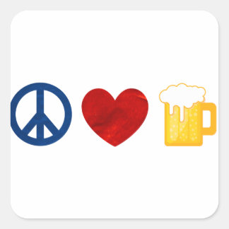Peace Love Beer Square Sticker