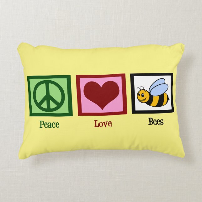 Peace Love Bees Decorative Cushion (Front)