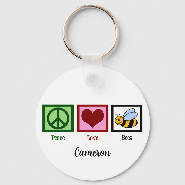 Peace Love Bees Key Ring (Front)