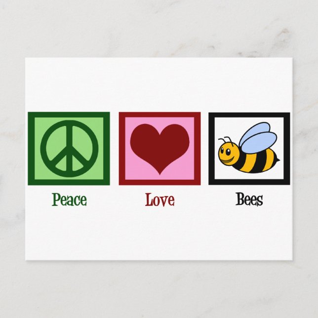 Peace Love Bees Postcard (Front)