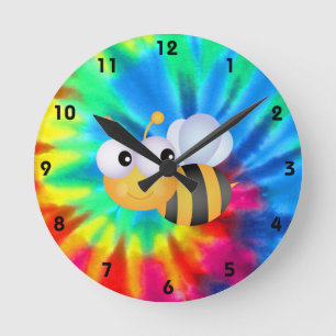 Peace, Love, Bees Round Clock