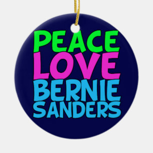 Peace Love Bernie Sanders Ceramic Tree Decoration