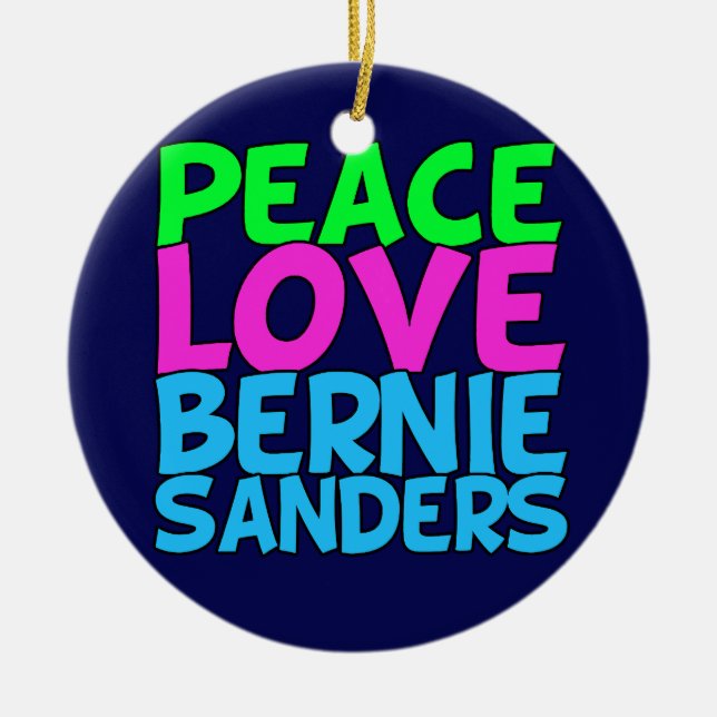 Peace Love Bernie Sanders Ceramic Tree Decoration (Front)