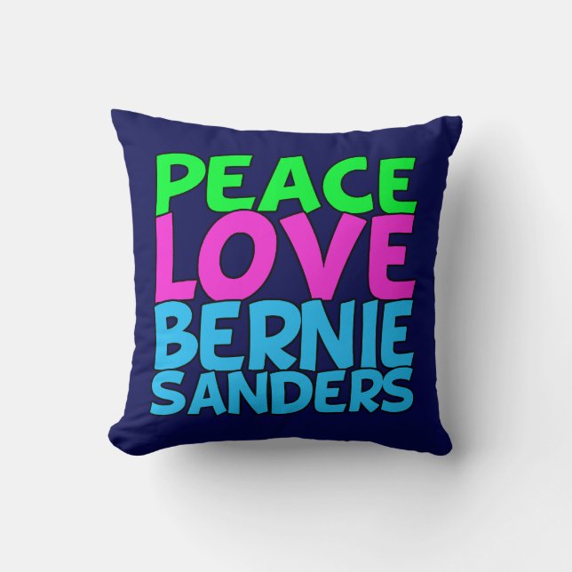 Peace Love Bernie Sanders Cushion (Front)