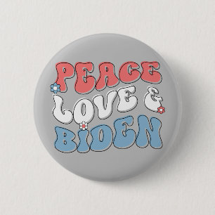 Peace Love Biden 2024 Vintage Retro 6 Cm Round Badge