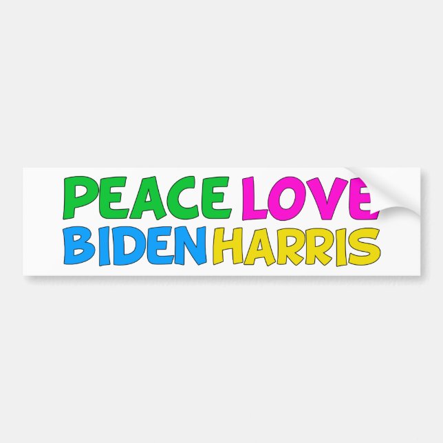 Peace Love Biden Harris 2024 Election Bumper Sticker (Front)