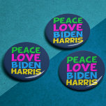 Peace Love Biden Harris 3 Cm Round Badge<br><div class="desc">Cute Joe Biden Kamala Harris 2020 election button for a progressive democrat who loves fun,  colorful political designs. Peace Love Biden Harris.</div>