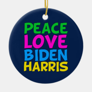 Peace Love Biden Harris Ceramic Tree Decoration