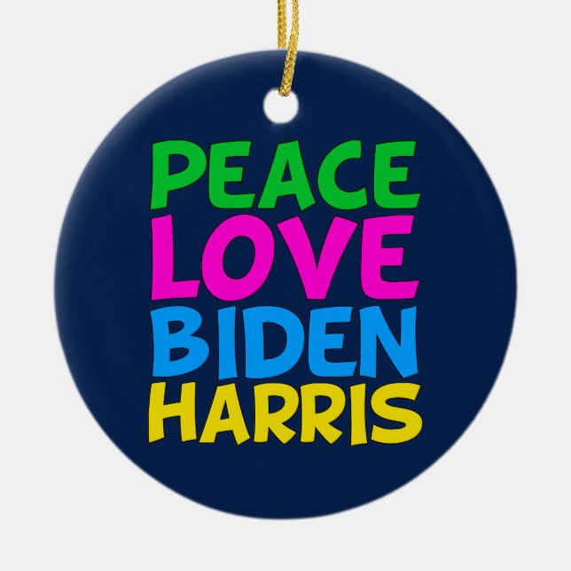 Peace Love Biden Harris Ceramic Tree Decoration (Front)