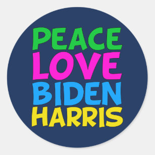Peace Love Biden Harris Classic Round Sticker