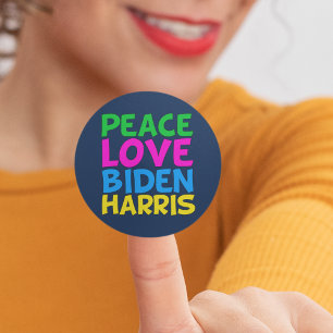 Peace Love Biden Harris Classic Round Sticker