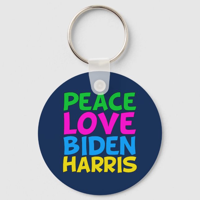 Peace Love Biden Harris Key Ring (Front)