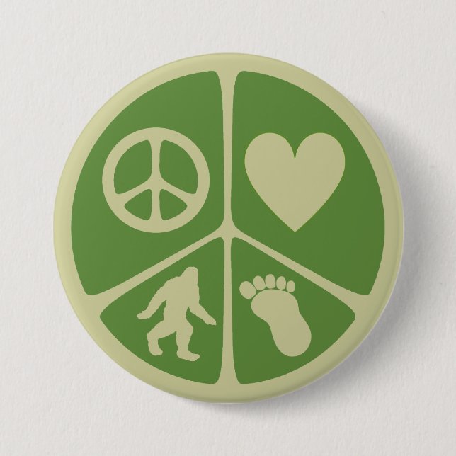 Peace Love Bigfoot 7.5 Cm Round Badge (Front)