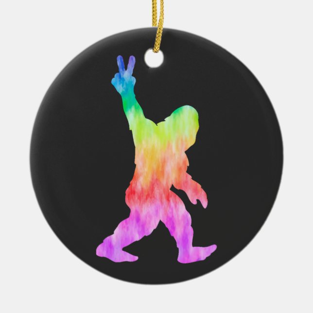 Peace Love Bigfoot   Ceramic Tree Decoration (Front)