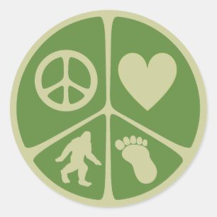 Peace Love Bigfoot Classic Round Sticker