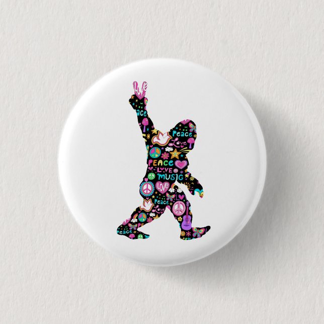 Peace Love Bigfoot Hippie Funny Bigfoot Lover    3 Cm Round Badge (Front)
