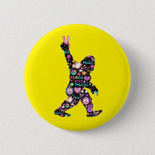 Peace Love Bigfoot Hippie Funny Bigfoot Lover    6 Cm Round Badge