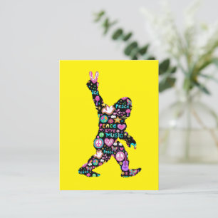 Peace Love Bigfoot Hippie Funny Bigfoot Lover    Announcement Postcard
