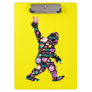 Peace Love Bigfoot Hippie Funny Bigfoot Lover Clipboard