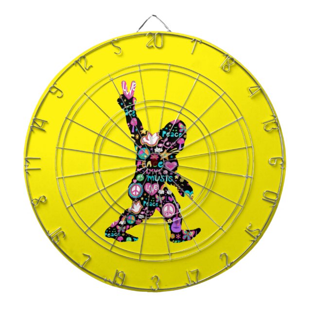 Peace Love Bigfoot Hippie Funny Bigfoot Lover      Dartboard (Front)
