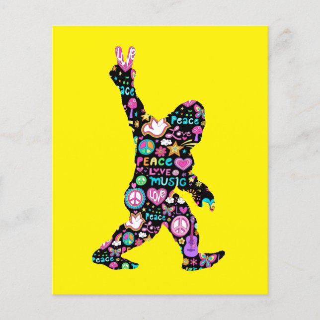 Peace Love Bigfoot Hippie Funny Bigfoot Lover    Flyer (Front)