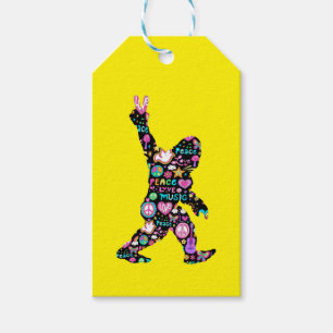 Peace Love Bigfoot Hippie Funny Bigfoot Lover Gift Tags