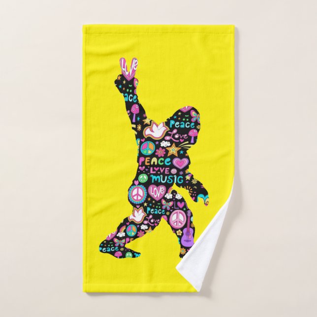 Peace Love Bigfoot Hippie Funny Bigfoot Lover    Hand Towel (Hand Towel)